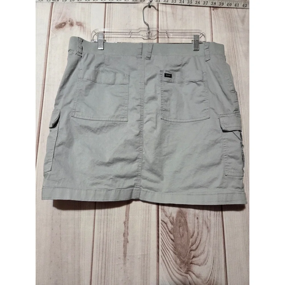 Lee Womens Gray Cargo Skort Mid Rise Regular Fit Size 16 Medium Resort